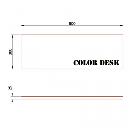 Столешница 900х300х25 мм для письменного стола прямоугольная