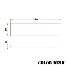 Столешница 1200х300х25 мм для письменного стола прямоугольная