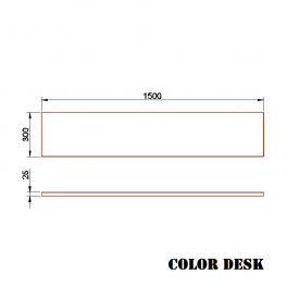 Столешница 1500х300х25 мм для письменного стола прямоугольная