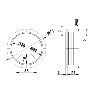Заглушка ТЁМНО-КОРИЧНЕВАЯ кабель канала пластиковая (диаметр 60 мм)