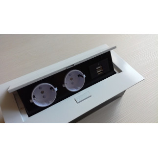 Розетка CD-2QW3 (white) (2хUSB) встраиваемая в столешницу (без провода)