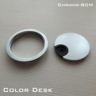 Заглушка кабель-канала Хром-80М (v.1) металлическая круглая 80 мм хром матовый