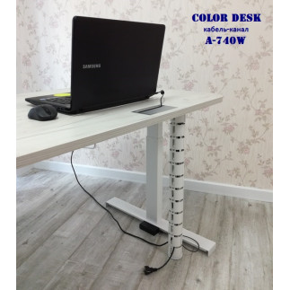 Кабель-канал A-740W белый вертикальный гибкий пластиковый для стола.