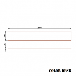 Столешница 2000х300х25 мм для письменного стола прямоугольная