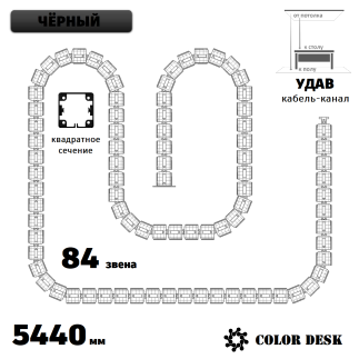 УДАВ-84 (5440 ММ) ЧЁРНЫЙ КАБЕЛЬ-КАНАЛ
