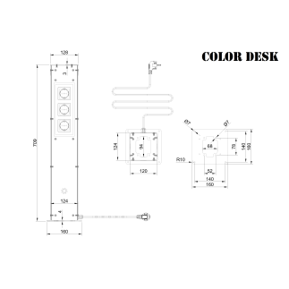 РОЗЕТОЧНАЯ КОЛОННА COLOR DESK РК-260(Б) БЕЛАЯ НАПОЛЬНАЯ 6 РОЗЕТОК 709х160(128)х160(128) ММ