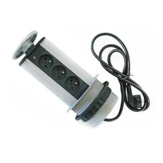 Розеточный блок CD-3Q100R G (grey) серый встраиваемый в столешницу