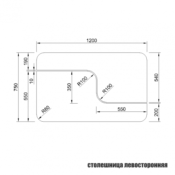 Радиус закругления столешницы скиф